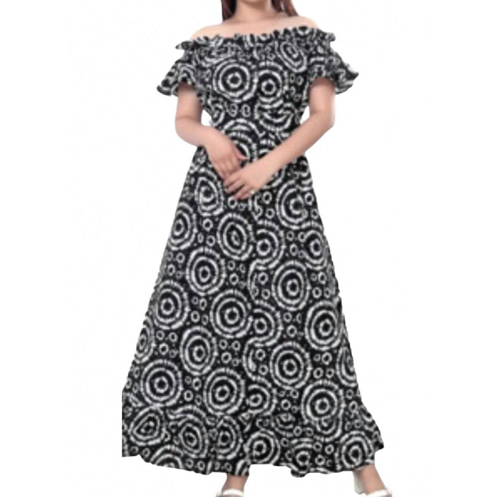 NEW KARA CHIC luna off-shoulder print dress in black